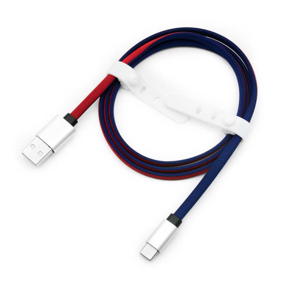 USB A to Type-C Flat Cable (Dual Colors ShoeLace Braiding)